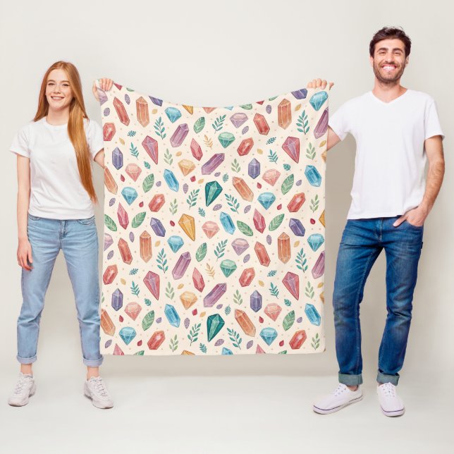 Colourful Gemstone Pattern (2) Fleece Blanket (In Situ)