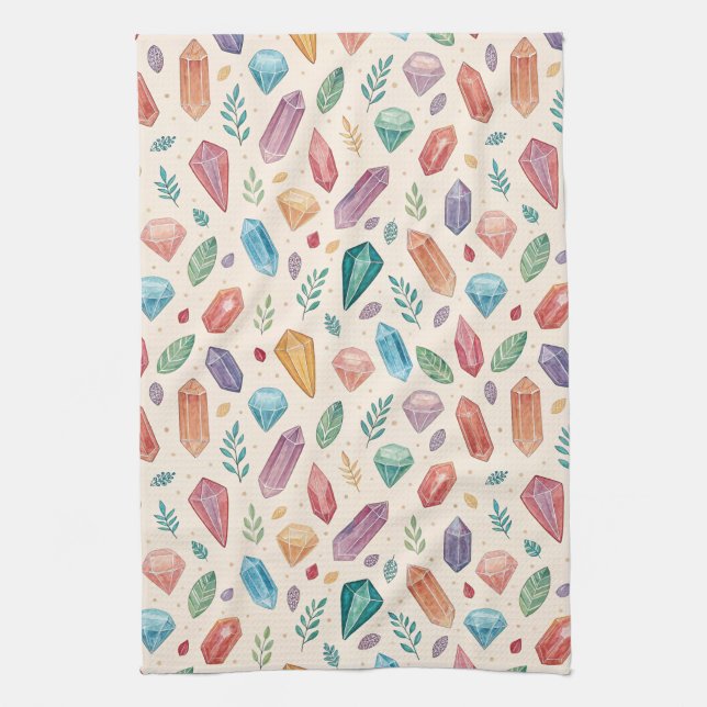 Colourful Gemstone Pattern (2) Kitchen Towel (Vertical)