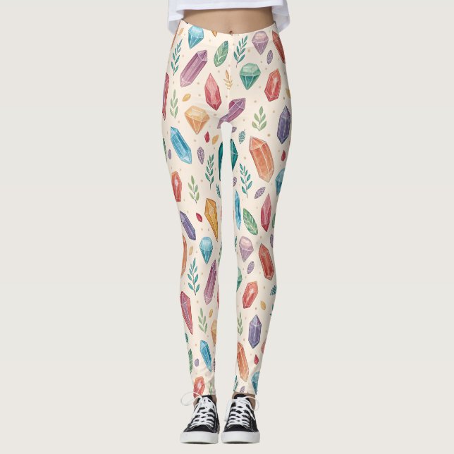 Colourful Gemstone Pattern (2) Leggings (Front)