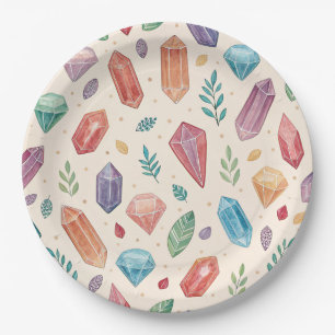 Colourful Gemstone Pattern (2) Paper Plate