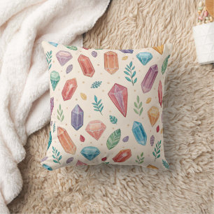 Colourful Gemstone Pattern (2) Throw Pillow