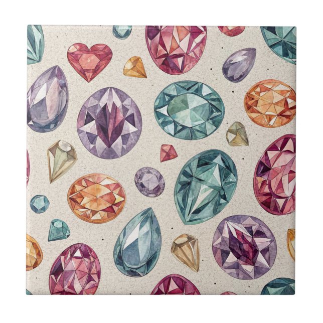 Colourful Gemstone Pattern (2) Tile (Front)
