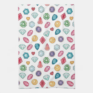 Colourful Gemstone Pattern (3) Kitchen Towel