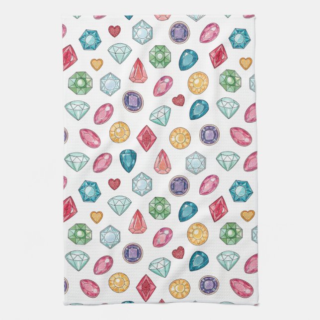 Colourful Gemstone Pattern (3) Kitchen Towel (Vertical)