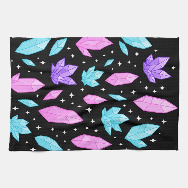 Colourful Gemstones in Cosmic Space Kitchen Towel (Horizontal)