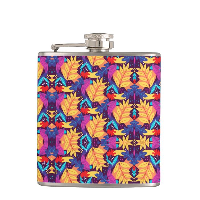 Colourful genetic pattern hip flask (Front)