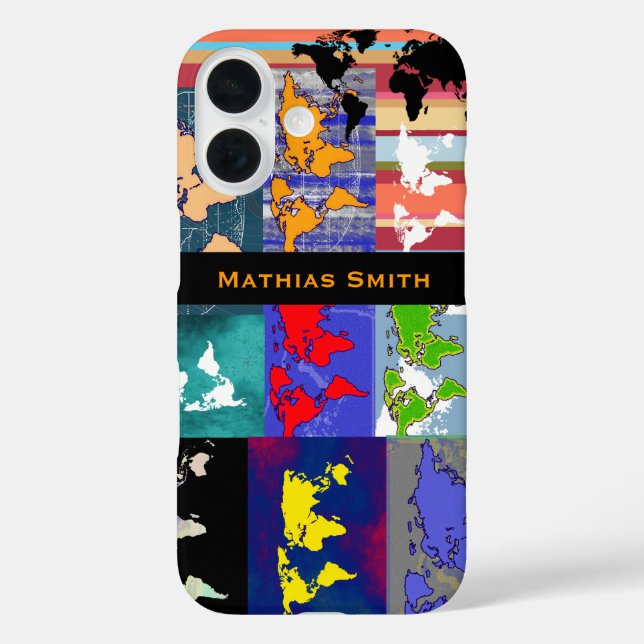 colourful geographic mixed world-maps Case-Mate iPhone case (Back)