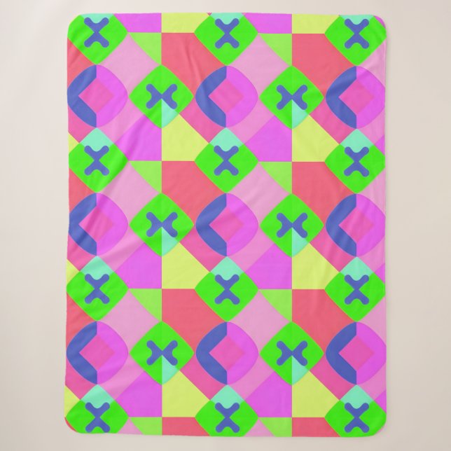 Colourful Geometric Abstract Art Sherpa Blanket (Front)