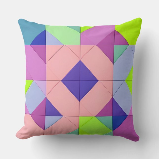 Colourful Geometric Abstract Art Throw Pillow (Front)