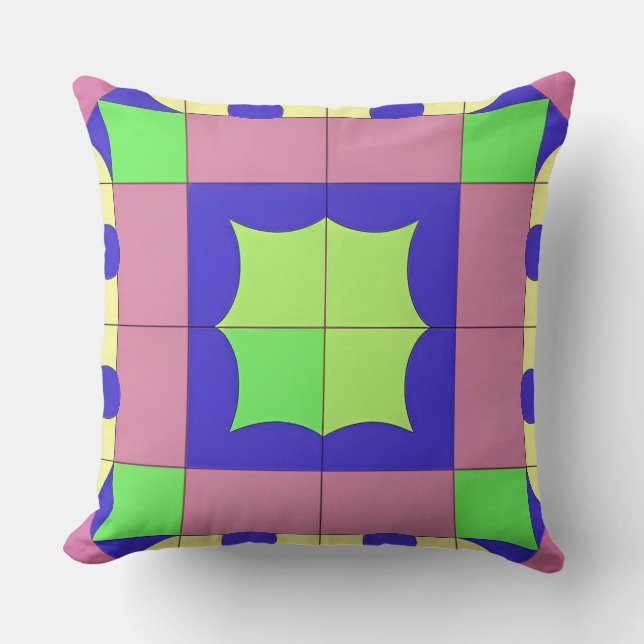 Colourful Geometric Abstract Art Throw Pillow (Front)