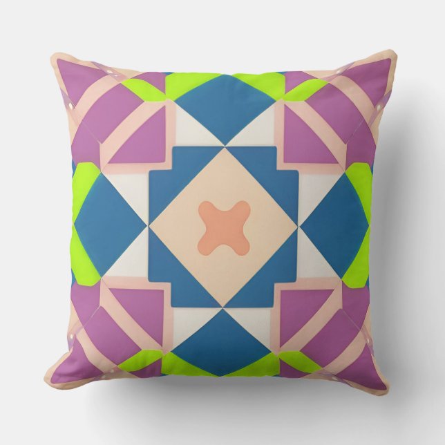 Colourful Geometric Abstract Art Throw Pillow (Front)