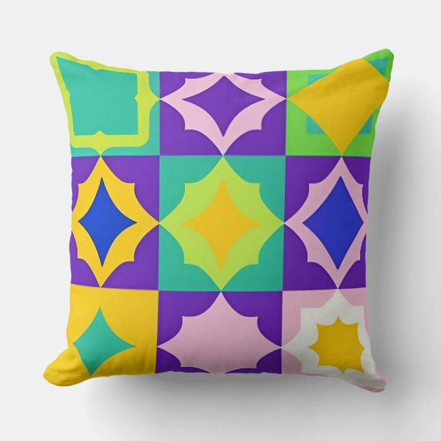 Colourful Geometric Abstract Art Throw Pillow (Front)