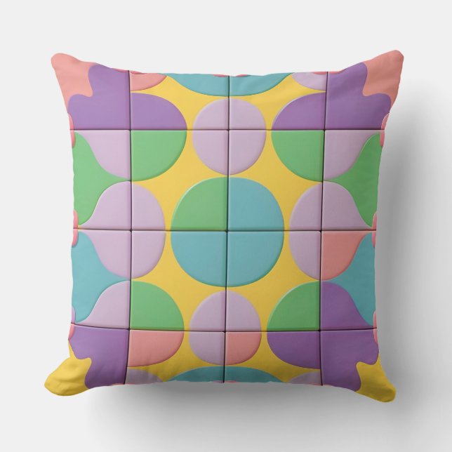 Colourful Geometric Abstract Art Throw Pillow (Front)