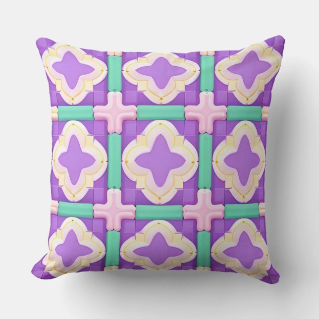 Colourful Geometric Abstract Art Throw Pillow (Front)