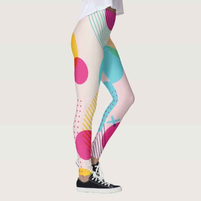 Colourful geometric abstract background leggings (Right)