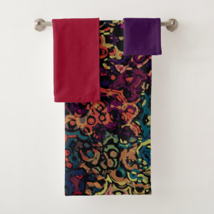 Colourful geometric abstract bath  towel set