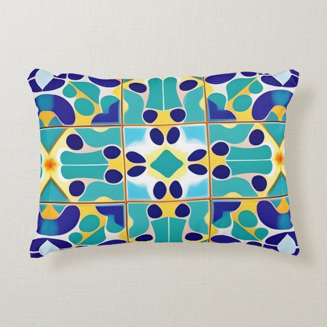 Colourful Geometric Abstract Design Accent Pillow (Front)