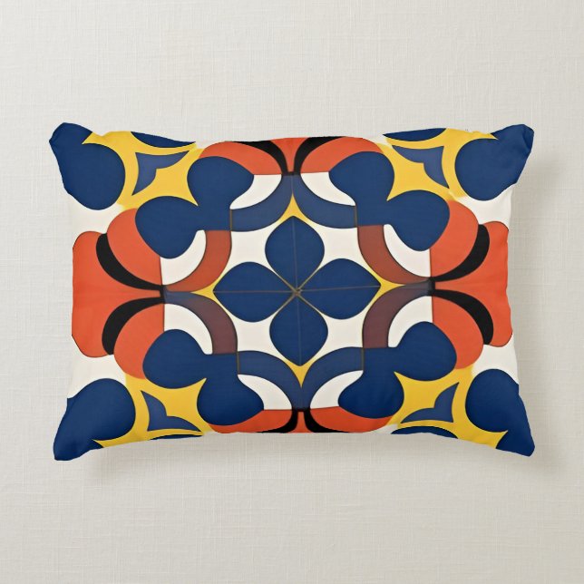 Colourful Geometric Abstract Design Accent Pillow (Front)