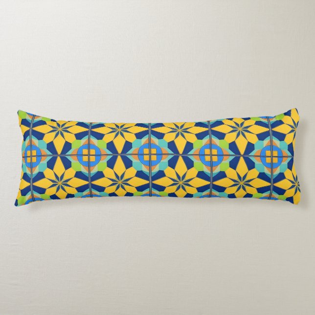 Colourful Geometric Abstract Design Body Pillow (Front)