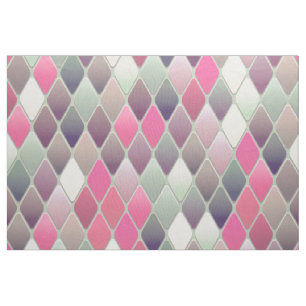 Colourful Geometric Abstract Design, Ivory Linen Fabric
