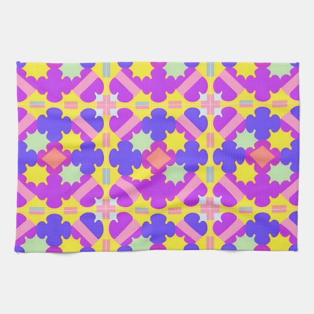 Colourful Geometric Abstract Design Kitchen Towel (Horizontal)