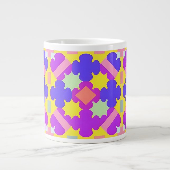 Colourful Geometric Abstract Design Large Coffee Mug (Front)