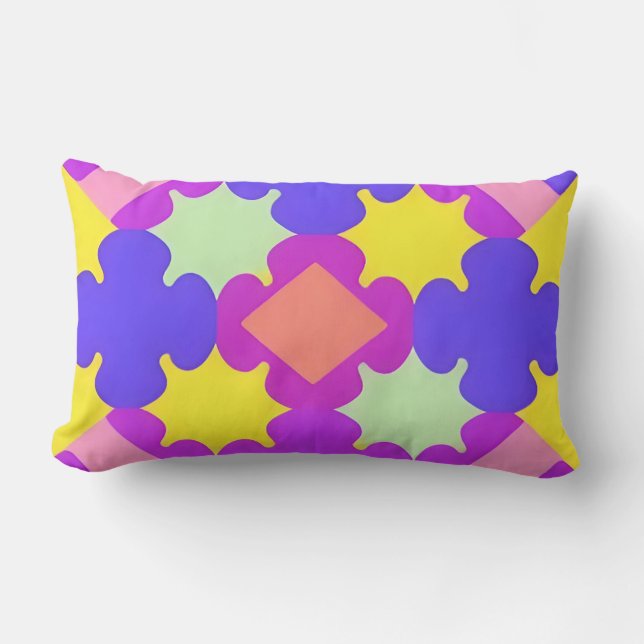 Colourful Geometric Abstract Design Lumbar Pillow (Front)