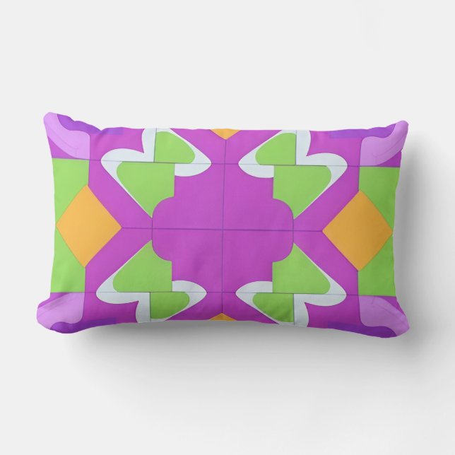 Colourful Geometric Abstract Design Lumbar Pillow (Front)