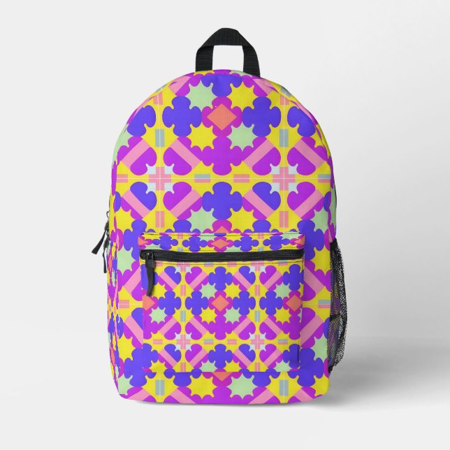 Colourful Geometric Abstract Design Printed Backpack (Front)