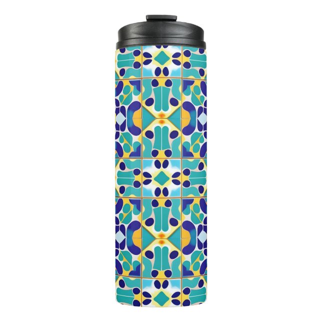 Colourful Geometric Abstract Design Thermal Tumbler (Front)