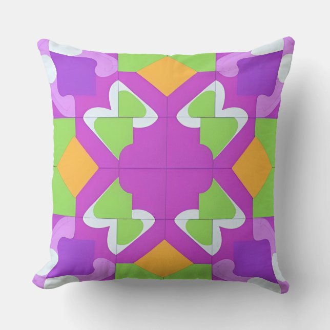 Colourful Geometric Abstract Design Throw Pillow (Front)