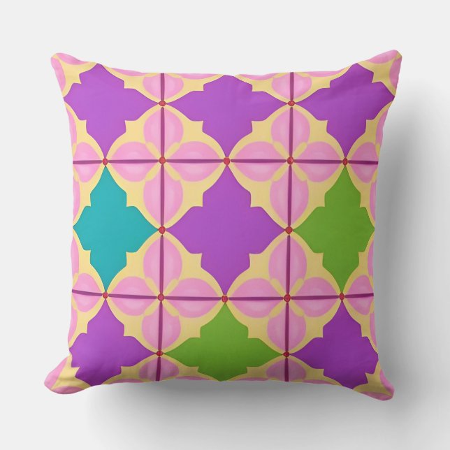 Colourful Geometric Abstract Design Throw Pillow (Front)