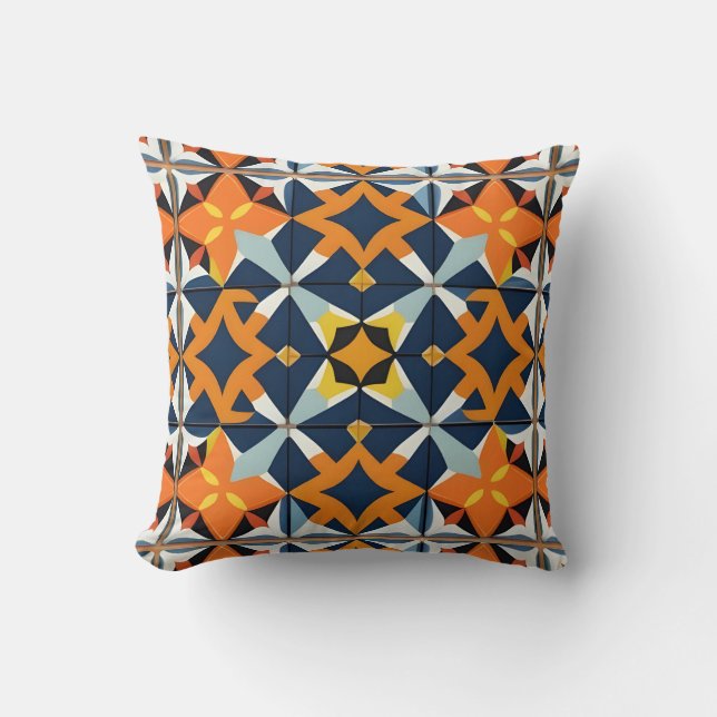 Colourful Geometric Abstract Design Throw Pillow (Front)