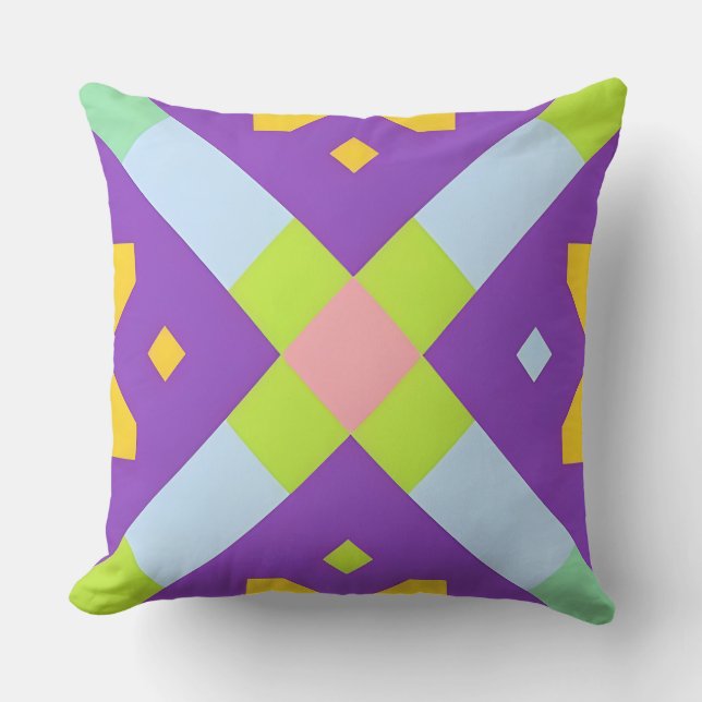 Colourful Geometric Abstract Design Throw Pillow (Front)