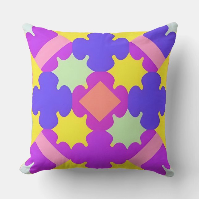 Colourful Geometric Abstract Design Throw Pillow (Front)