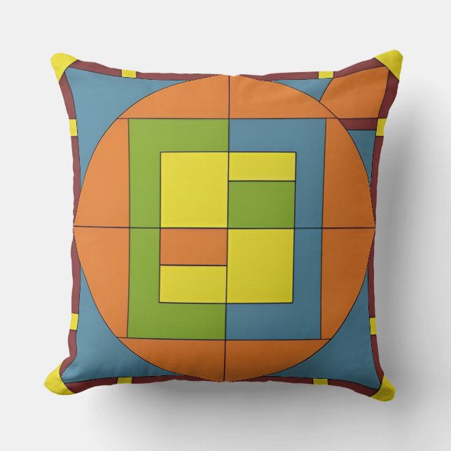 Colourful Geometric Abstract Design Throw Pillow (Front)