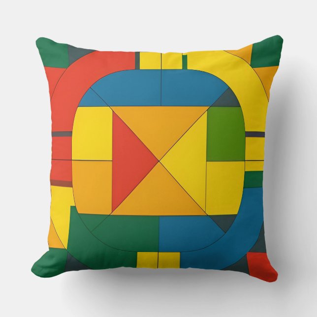 Colourful Geometric Abstract Design Throw Pillow (Front)