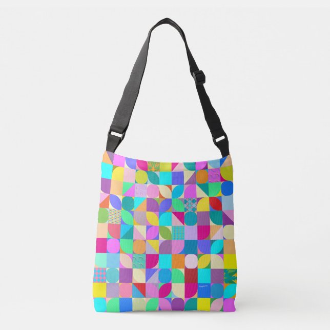 Colourful Geometric Abstract Fun Graphic Cool Crossbody Bag (Front)