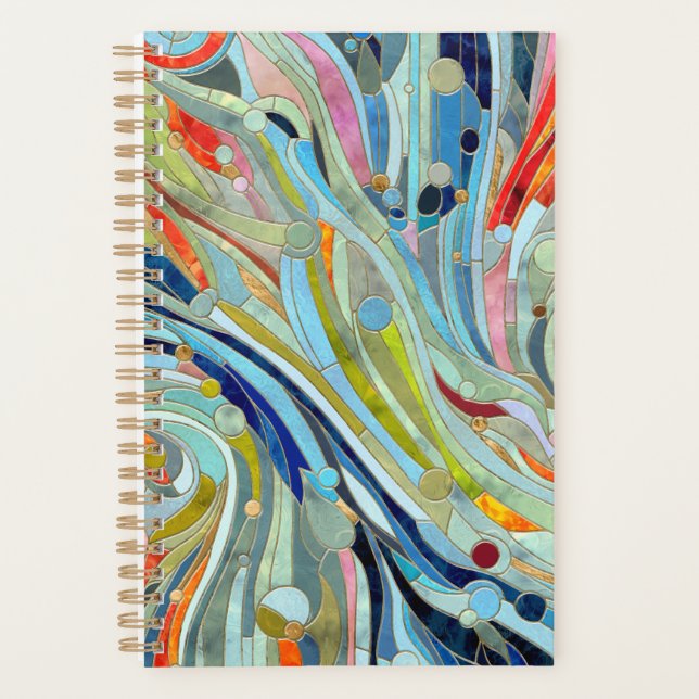 Colourful Geometric Abstract Mosaic Art Planner (Front)