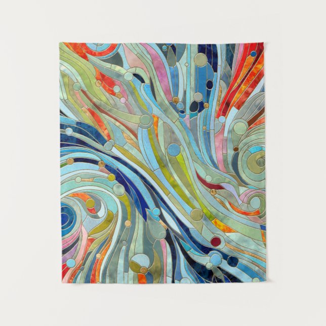 Colourful Geometric Abstract Mosaic Art Tapestry (Front)