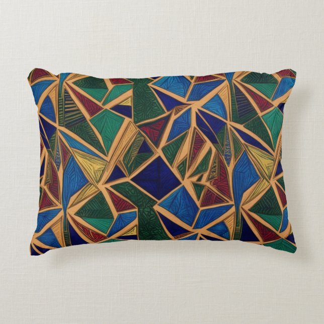 Colourful geometric abstract pattern  accent pillow (Front)