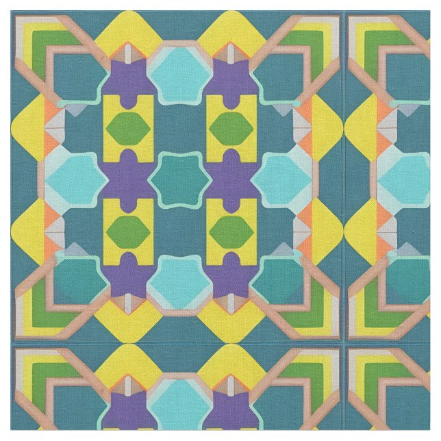 Colourful Geometric Abstract Pattern Fabric (Close Up)