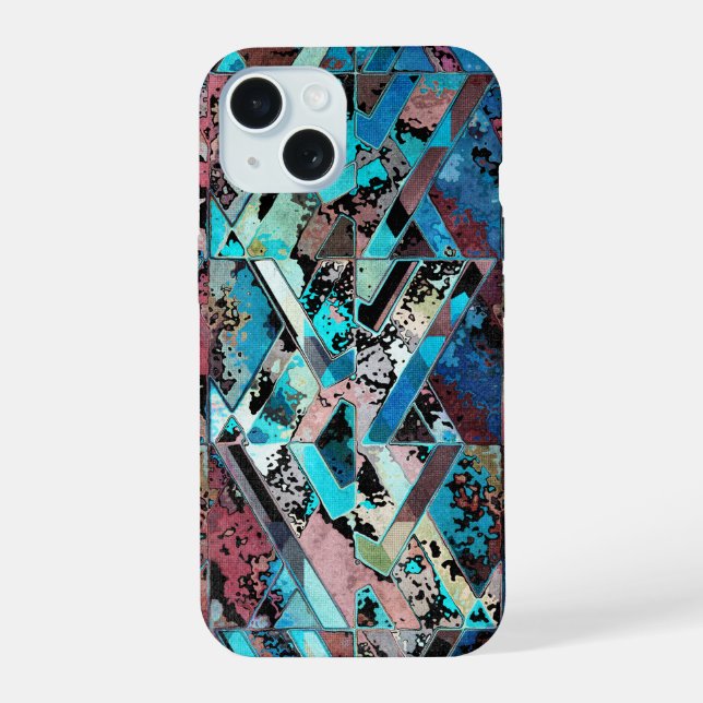 Colourful Geometric Abstract Pattern iPhone 15 Case (Back)