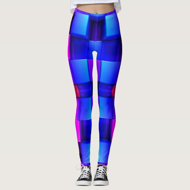 Colourful Geometric Abstract Pattern Leggings (Front)
