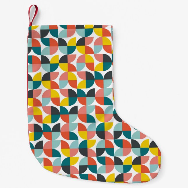 Colourful Geometric Abstract Pattern Small Christmas Stocking (Front)