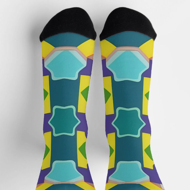 Colourful Geometric Abstract Pattern Socks (Top)