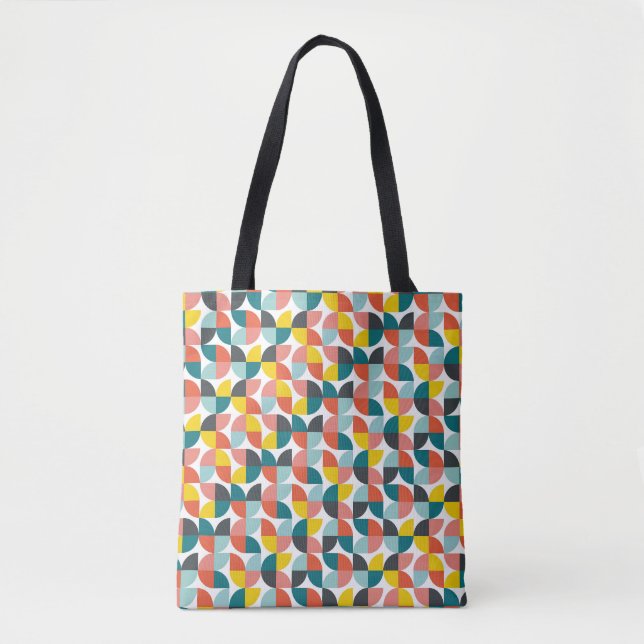 Colourful Geometric Abstract Pattern Tote Bag (Front)
