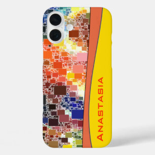 Colourful Geometric Abstract Personalized iPhone 16 Plus Case