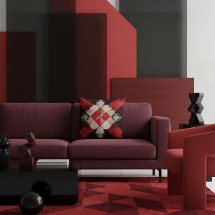  Colourful geometric abstract, retro shapes vintag Throw Pillow