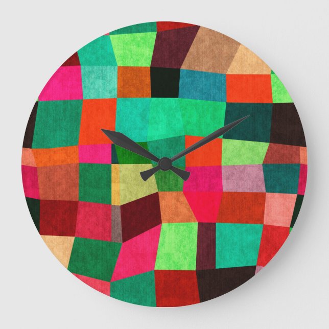 Colourful Geometric: Abstract Seamless Texture Large Clock (Front)